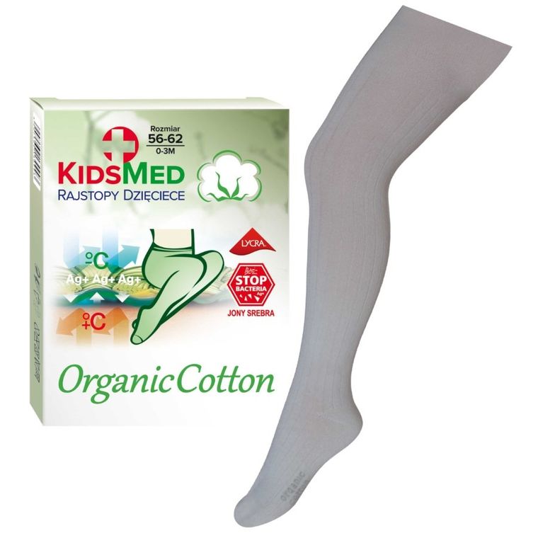 Rajstopy dziecięce, szare, bawełna organiczna