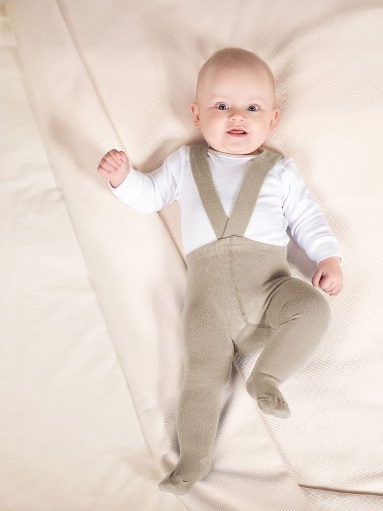 Rajstopy dziecięce z szelkami, bambusowe, beżowe, Nicol