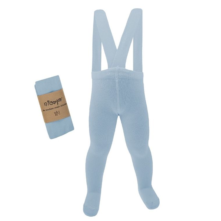 Rajstopy dziecięce z szelkami, bambusowe, niebieskie, Nicol