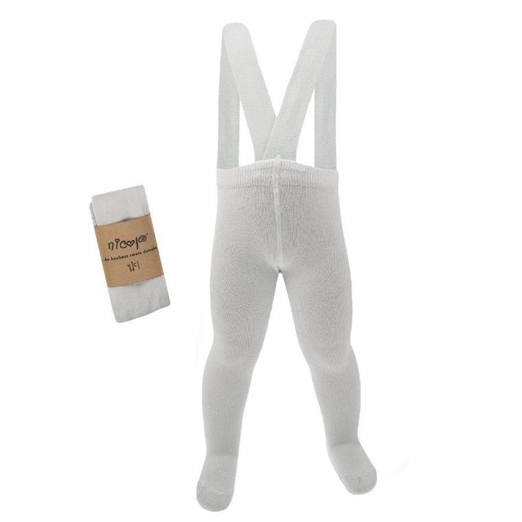 Rajstopy dziecięce z szelkami, bambusowe, szare, Nicol