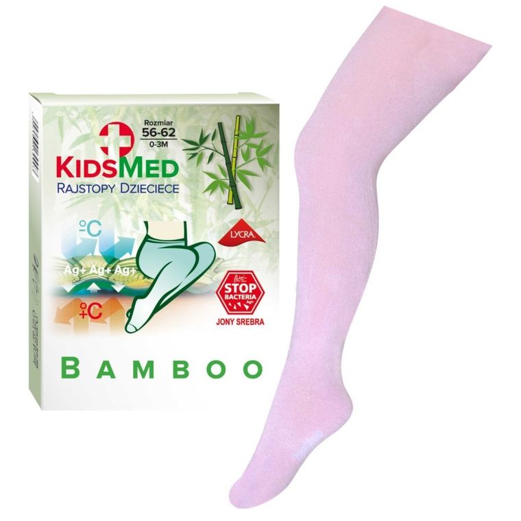 Rajstopy dziewczęce bambusowe, różowe, KidsMed