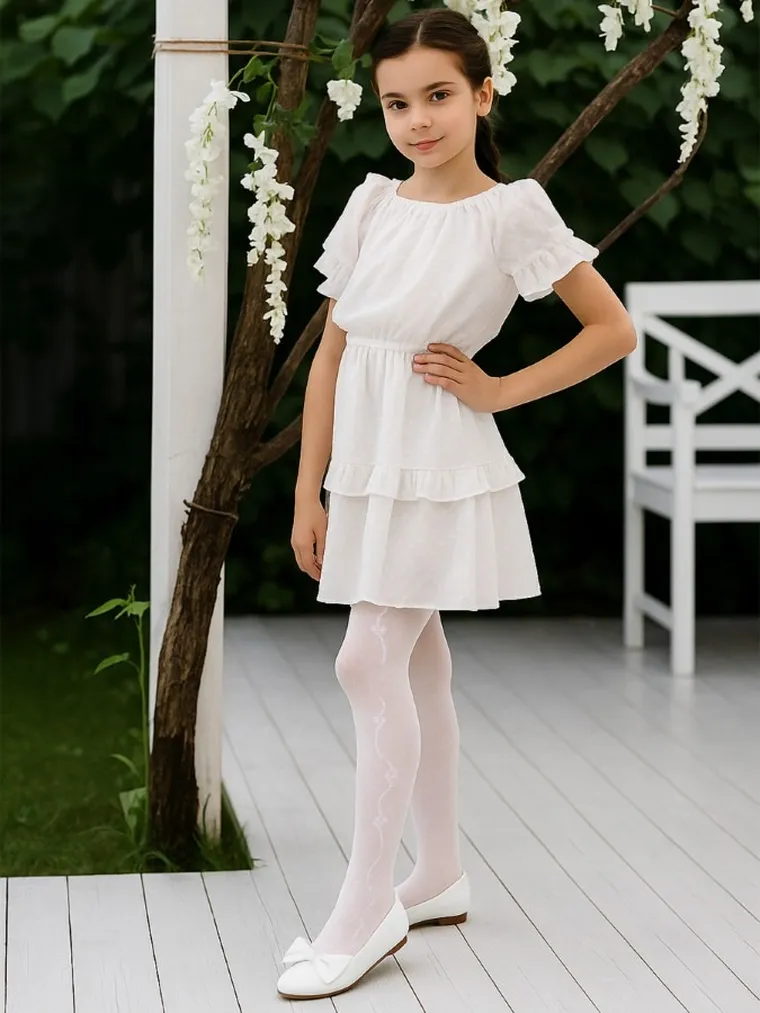 Rajstopy dziewczęce, białe, Milusie