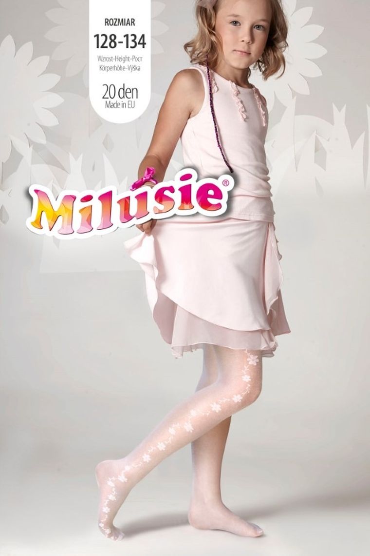 Rajstopy dziewczęce, cienkie, białe, mikrofibra, Milusie