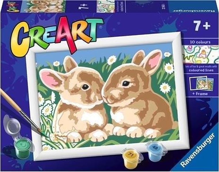 Ravensburger, CreArt, Puszyste króliczki, malowanie po numerach