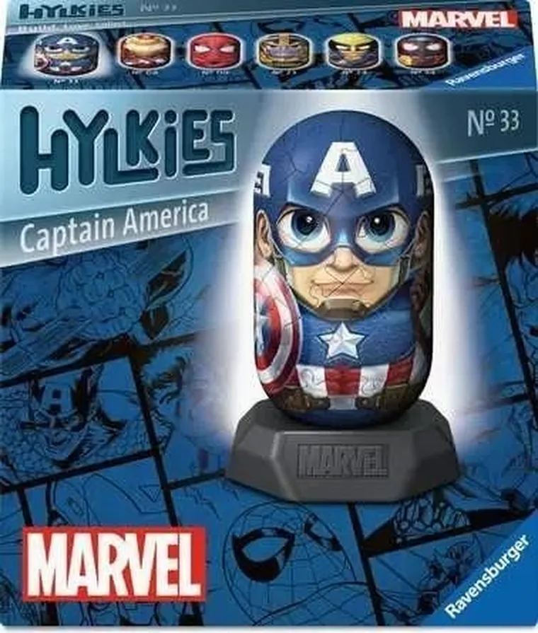 Ravensburger, Hylkies, Captain America, puzzle 3D, 56 elementów