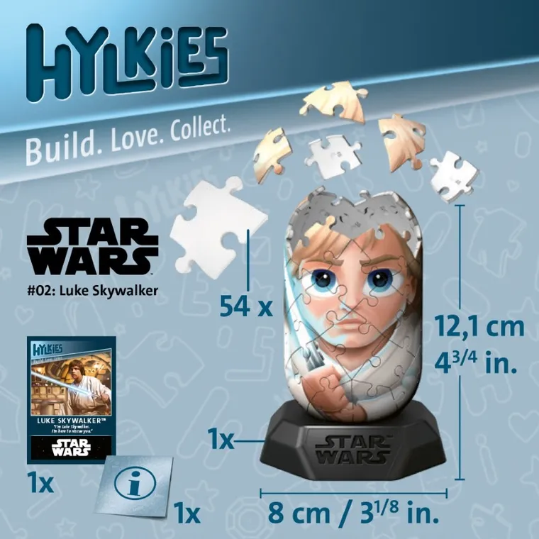 Ravensburger, Hylkies, Luke Skywalker, puzzle 3D, 56 elementów