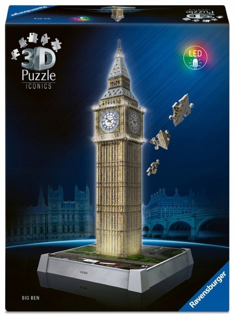 Ravensburger, Iconics, Big Ben, puzzle 3D LED, 224 elementy
