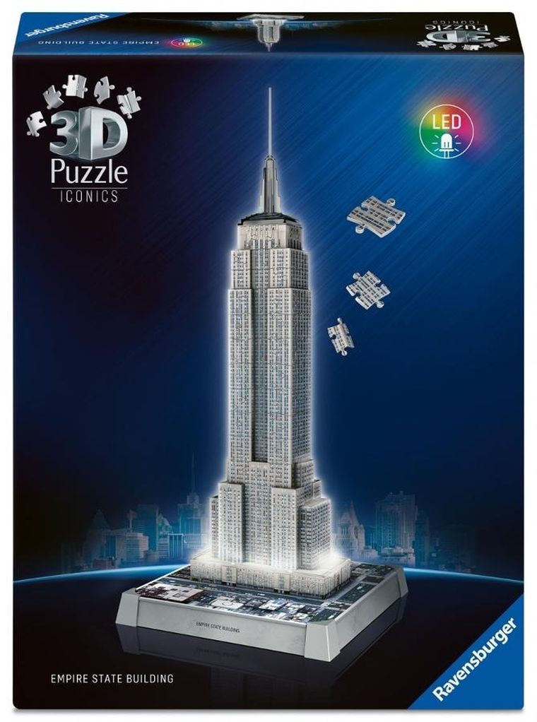 Ravensburger, Iconics, Empire State Building, puzzle 3D LED, 224 elementy