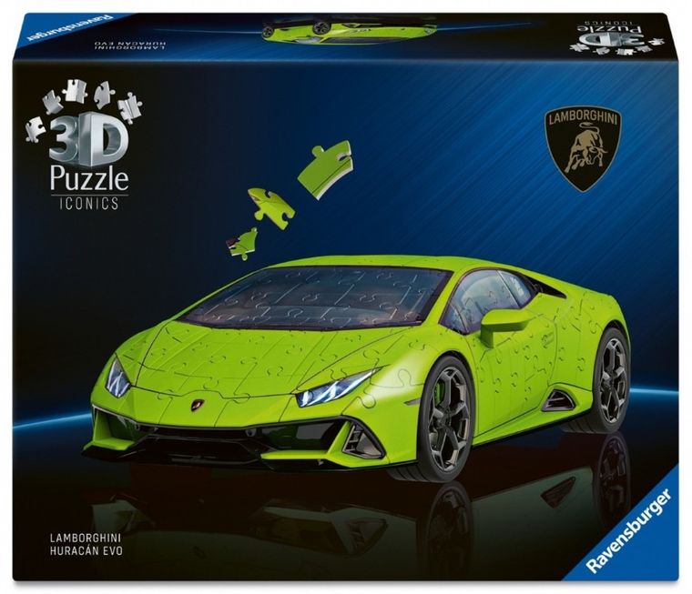 Ravensburger, Iconics, Lamborghini Huracn EVO-Verde, 1:18, puzzle 3D, 108 elementów