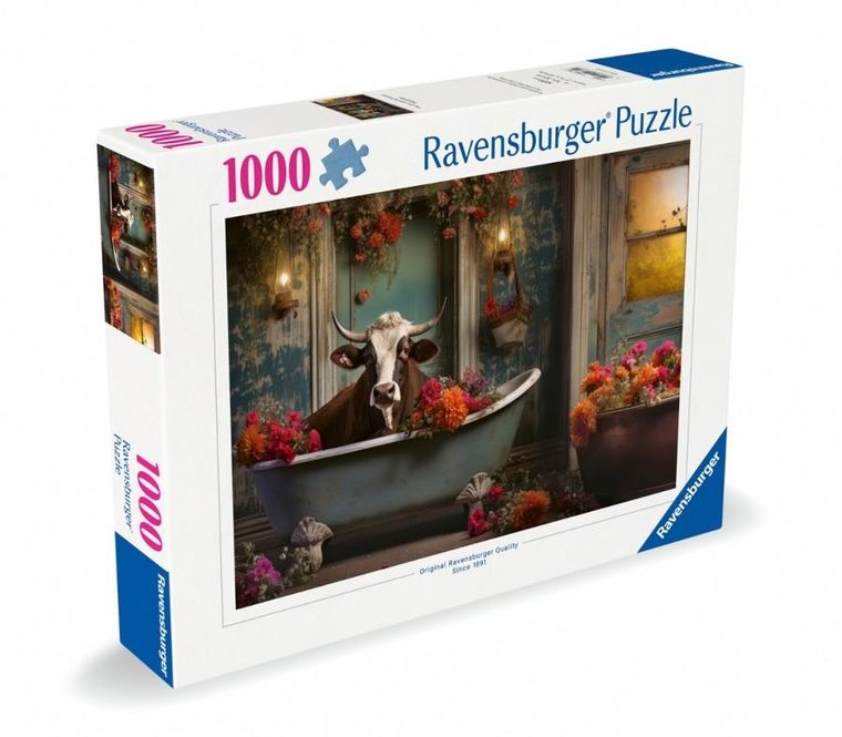 Ravensburger, Krowa w kąpieli, puzzle, 1000 elementów