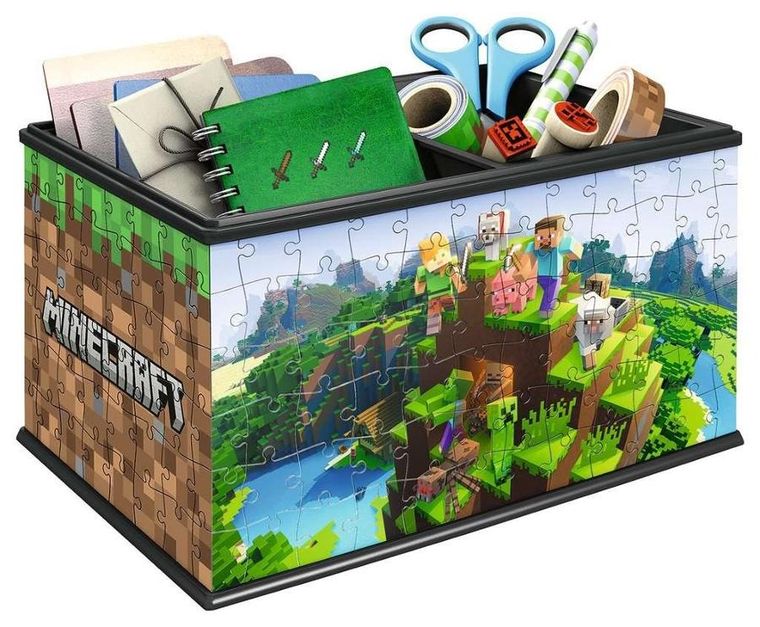 Ravensburger, Minecraft, Szkatułka na akcesoria szkolne, puzzle 3D, 216 elementów