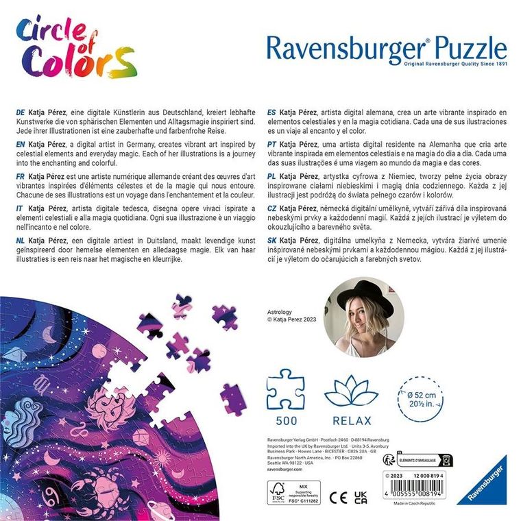 Ravensburger, Paleta kolorów, Astronomia, puzzle, 500 elementów