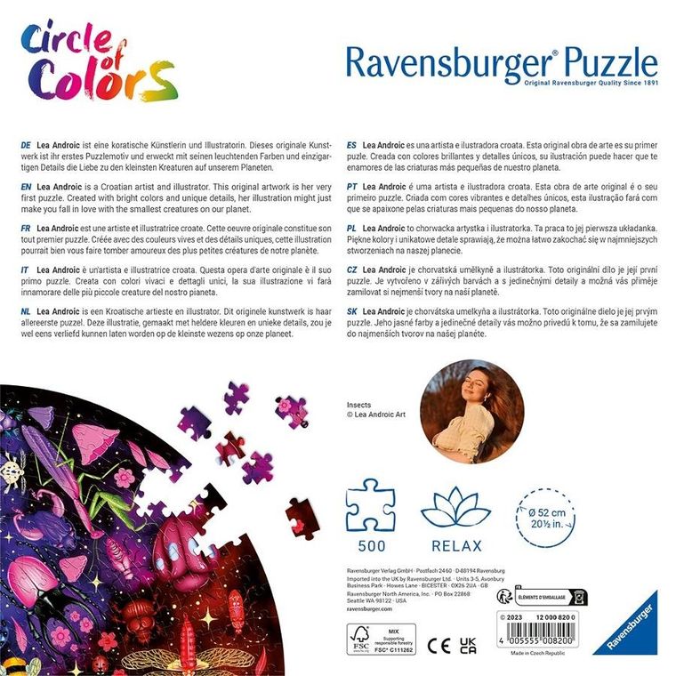 Ravensburger, Paleta kolorów, Insekty, puzzle, 500 elementów