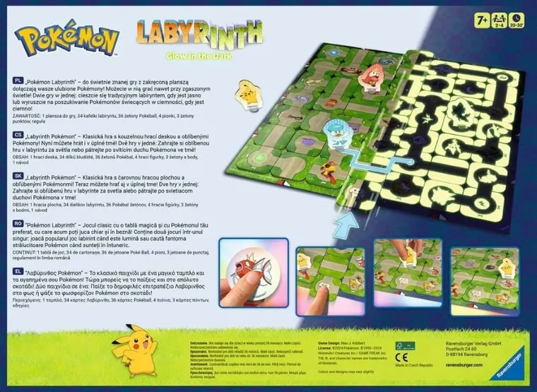 Ravensburger, Pokemon, Labyrinth, gra familijna, świecąca w ciemności