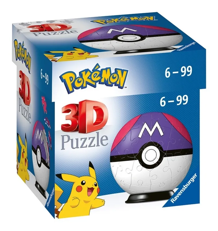 Ravensburger, Pokemon Master Ball, Kula, puzzle 3D, 54 elementy