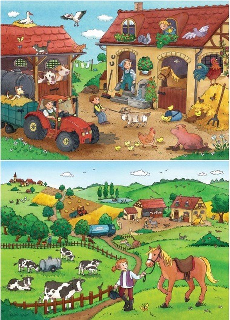 Ravensburger, Praca na farmie, puzzle, 2-12 elementów