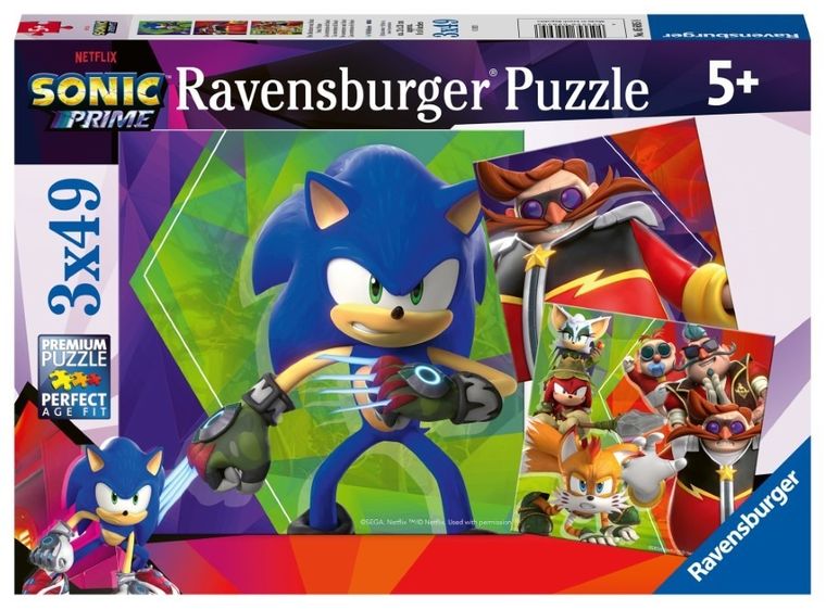 Ravensburger, Sonic Prime, puzzle 2D, 3-49 elementów