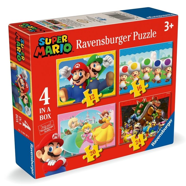 Ravensburger, Super Mario, puzzle 4w1, 12+16+20+24 elementy
