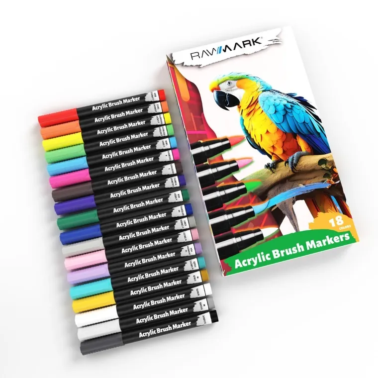 Rawmark, markery akrylowe brush, 18 kolorów