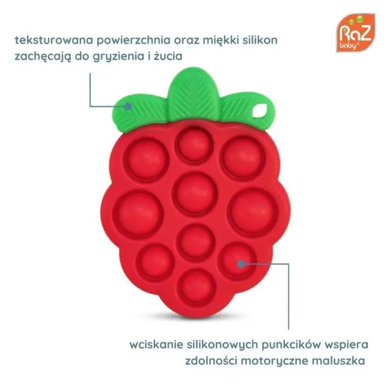 RazBaby, Pop it, Soczysta Malina, gryzak silikonowy, sensoryczny