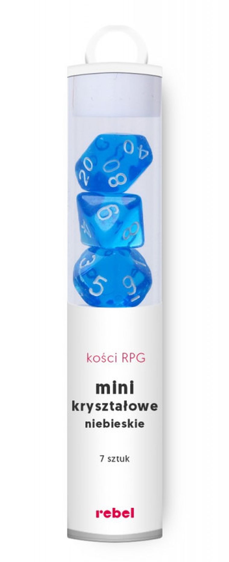 Rebel, komplet kości mini, kryształowe, niebieskie