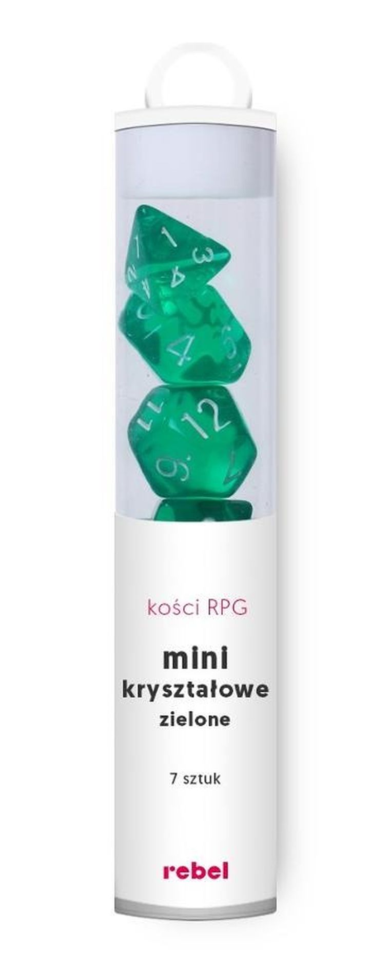 Rebel, Komplet kości mini, kryształowe, Zielone