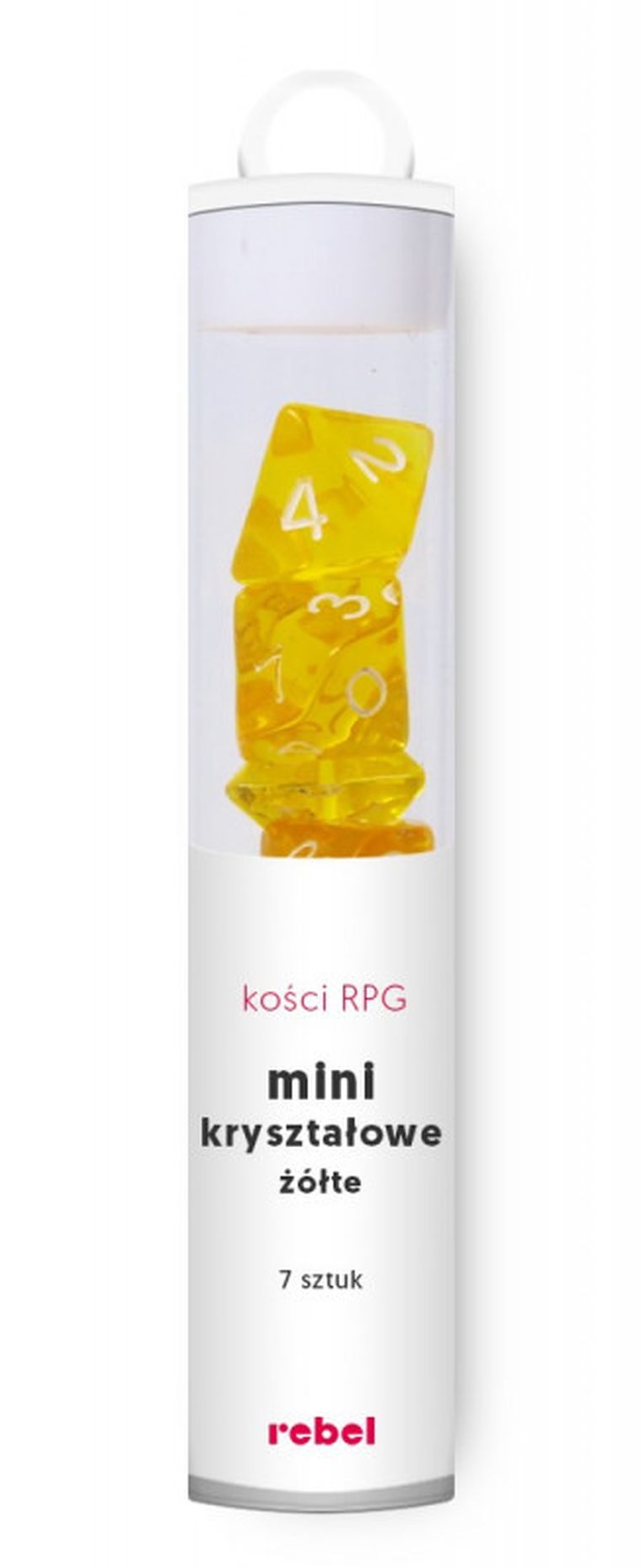 Rebel, komplet kości mini, kryształowe, żółte