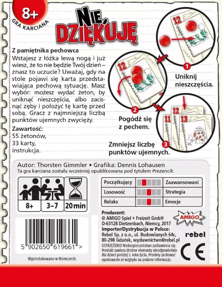 Rebel, Nie, dziękuję, Z pamiętnika pechowca, gra karciana