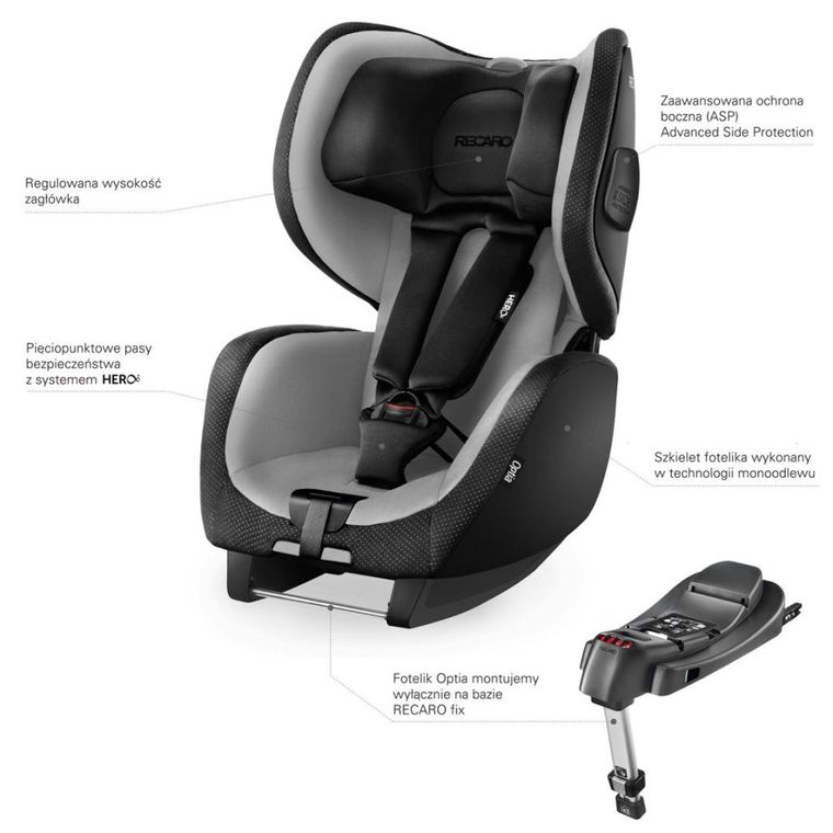 Recaro, Optia, fotelik Samochodowy, 9-18 kg, Ruby