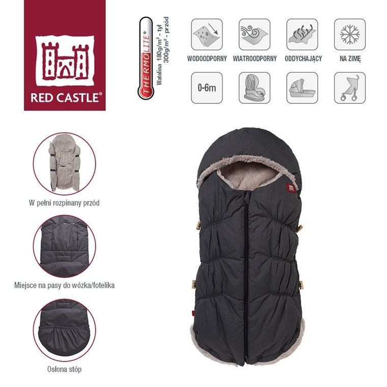 Red Castle, Babynest, śpiwór zimowy do wózka i fotelika, 0-6m, Heather Grey