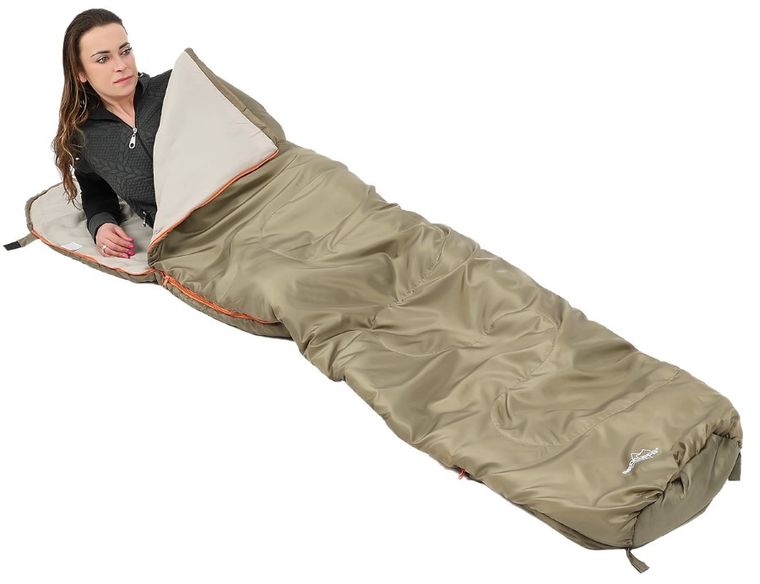 Redcliffs, śpiwór turystyczny mumia XXL, khaki, 230-80/50 cm