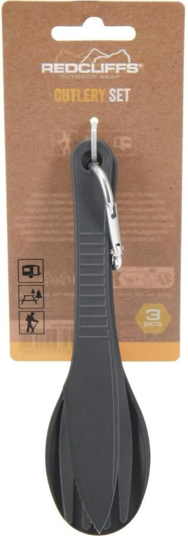 Redcliffs, sztućce turystyczne, plastikowe, 3w1