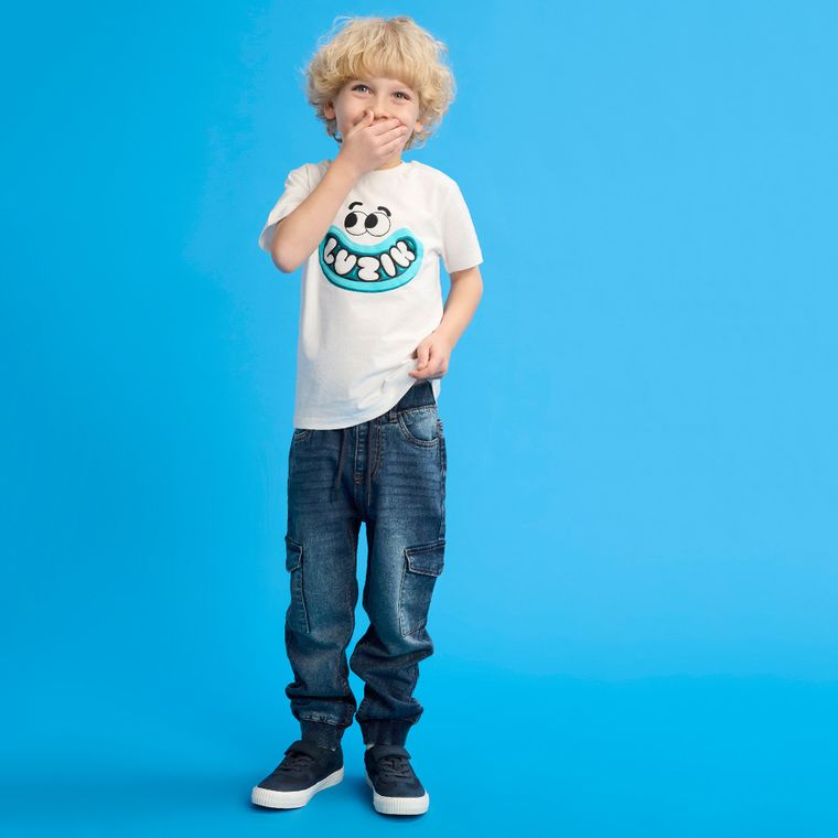 Regulowane jeansy pull on z przetarciami Cool Club