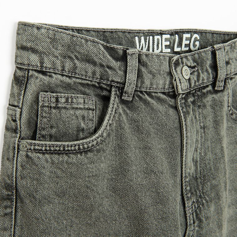 Regulowane szare jeansy wide leg cargo Cool Club