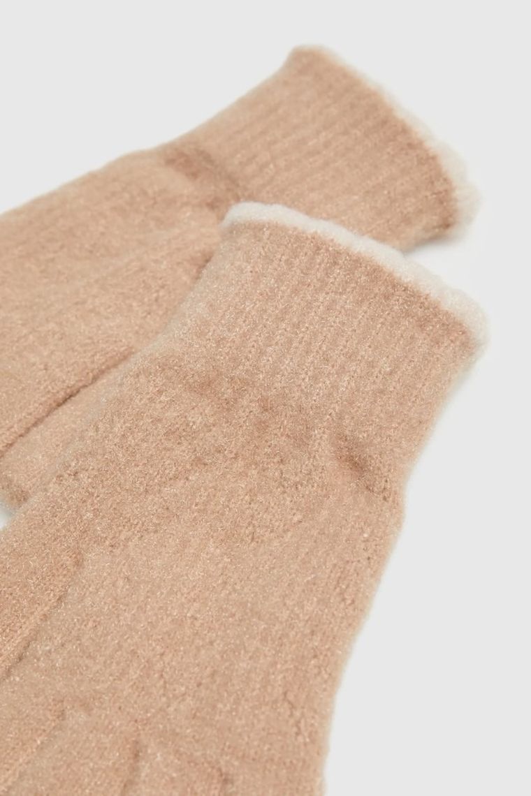 Rękawiczki damskie, beżowe, Moodo