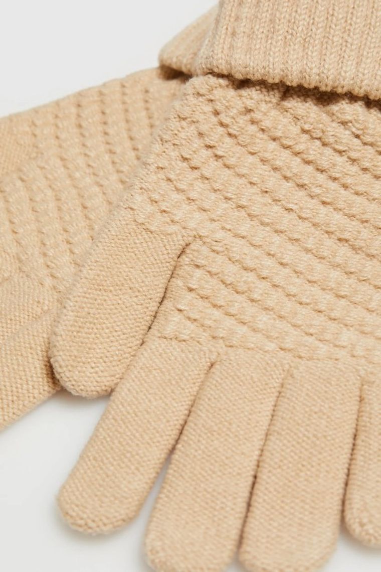Rękawiczki damskie, beżowe, Moodo