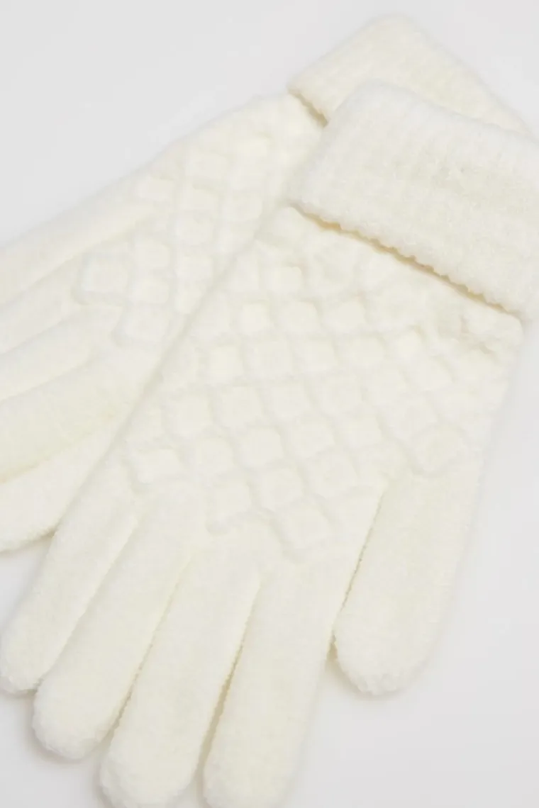 Rękawiczki damskie, białe, Moodo