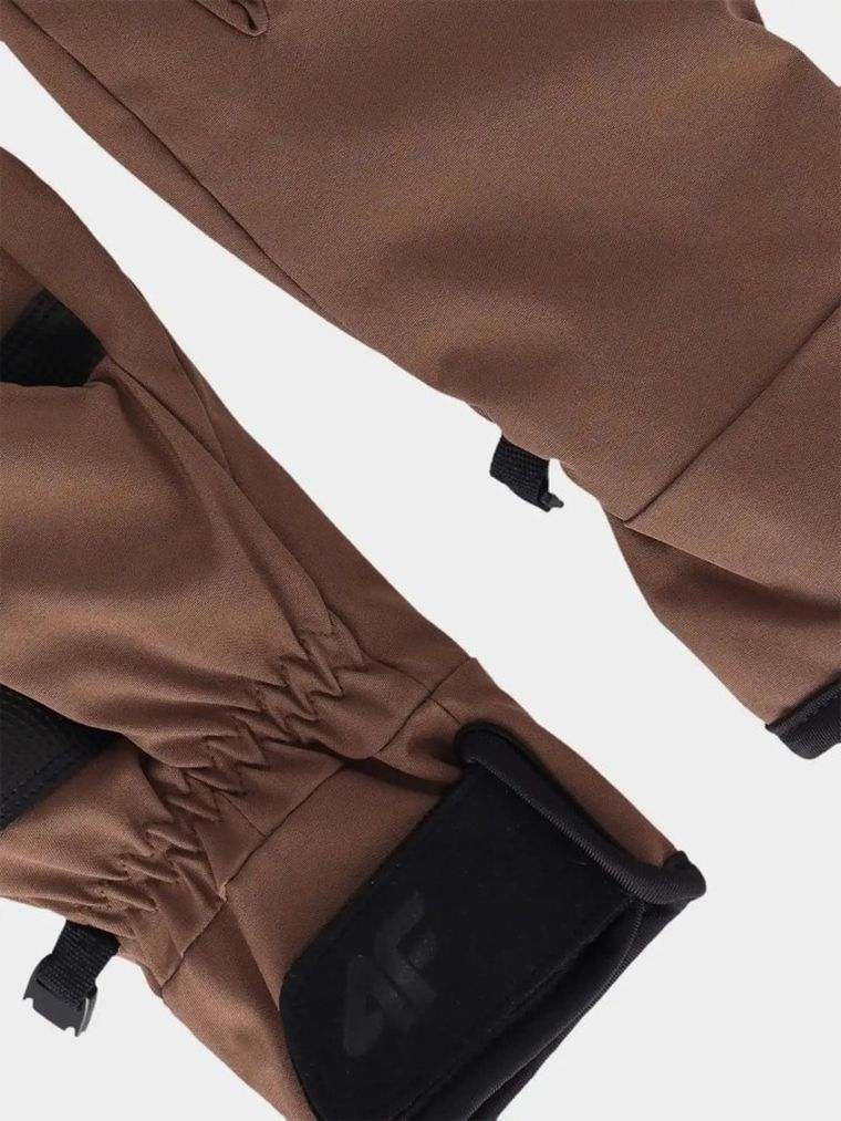 Rękawiczki damskie, brązowe, do ekranów dotykowych, 4F