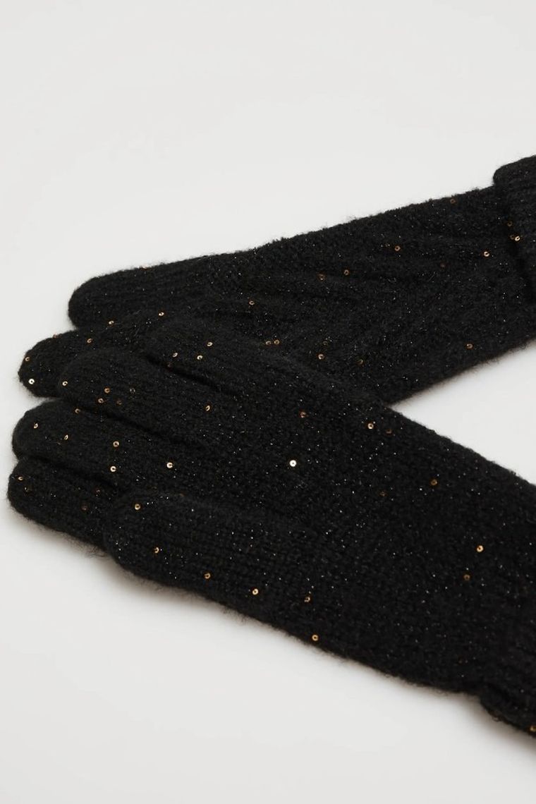 Rękawiczki damskie, czarne, Moodo