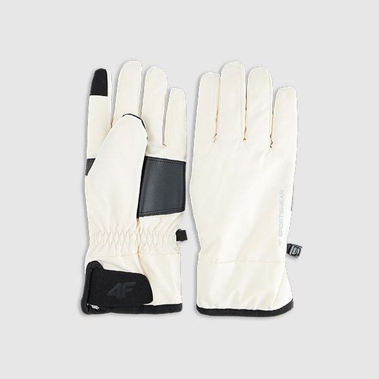 Rękawiczki damskie, ecru, do ekranów dotykowych, 4F