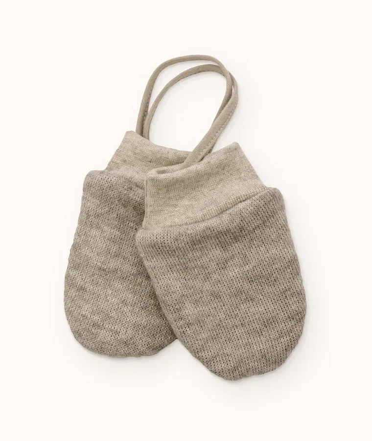 Rękawiczki dziewczęce na sznurku, beżowe, Iltom