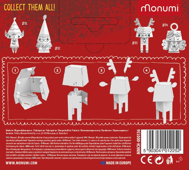 Renifer. Kolorowanka 3D. Mini Cubehead Christmas