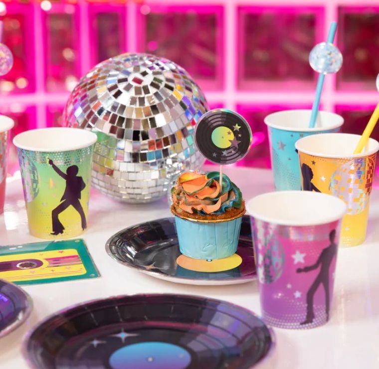 Retro disco, słomki papierowe, lata 80-te, 19, 5 cm, 6 szt.