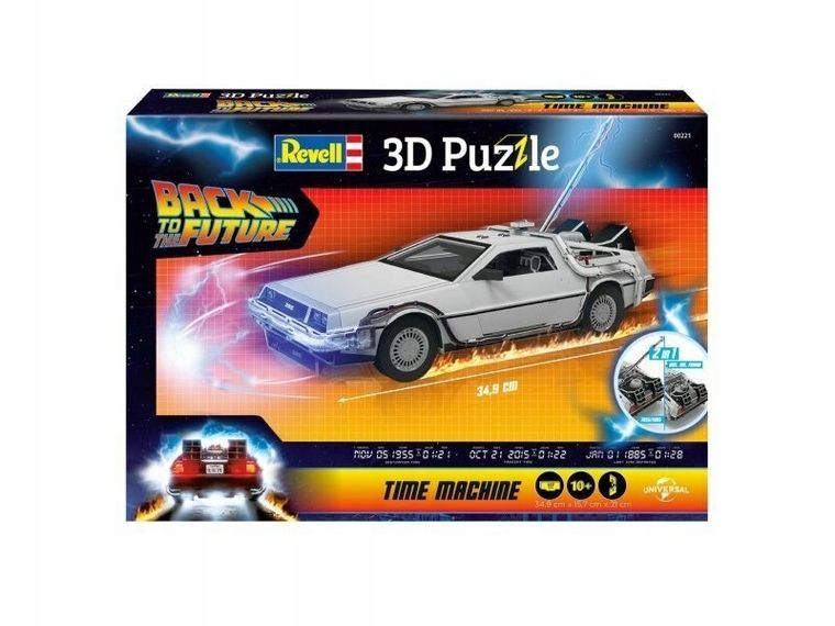 Revell, Back to the Future, Time Machine De Lorean, puzzle 3D, 157 elementów