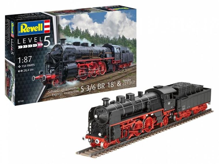 Revell, lokomotywa parowa S3/6 BR18-Tender, model do sklejania, 1:87