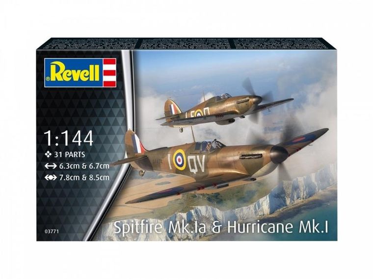 Revell, Supermarine Spitfire Mk.Ia & Hawker Hurricane Mk.I, model do sklejania, 1:144