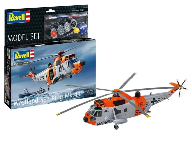 Revell, Westland Sea King Rescue, model helikoptera do składania z farbkami, 1:72