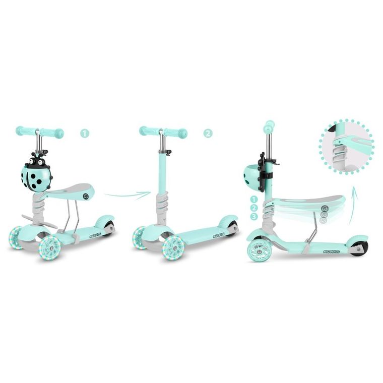 Ricokids, Buggy, hulajnoga 3-kołowa, miętowa