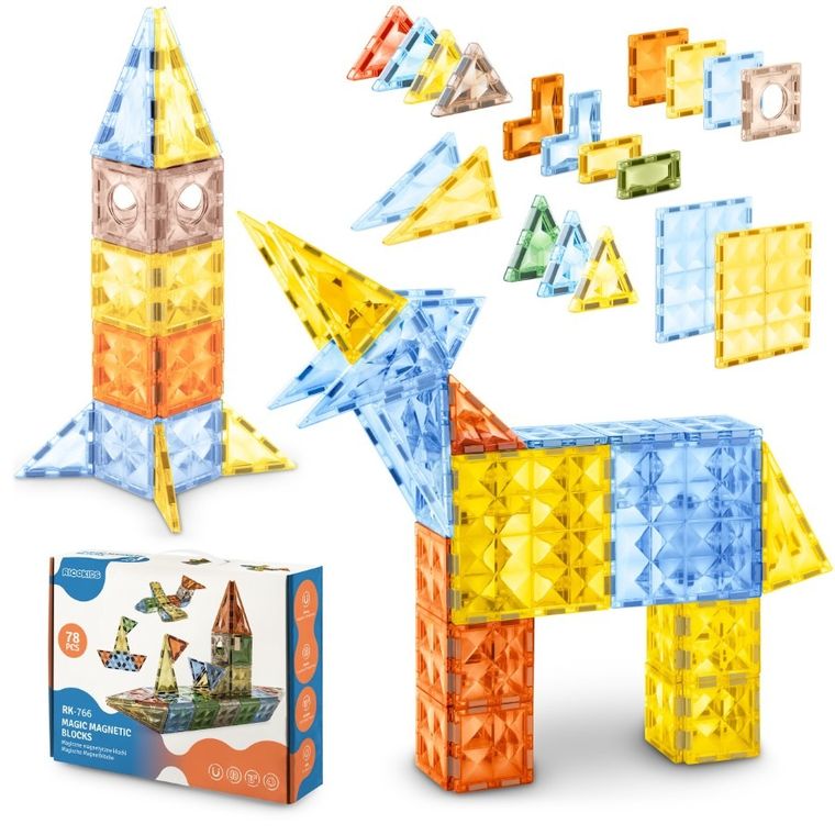 Ricokids, klocki magnetyczne, 78 elementów