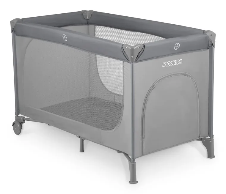 Ricokids, łóżeczko turystyczne, z materacem i torbą, jasnoszare
